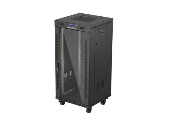 RACK DE INSTALAÇÃO 19" 24U 600X600 PORTA DE VIDRO PRETO LCD LANBERG (EMBALAGEM PLANA) V2