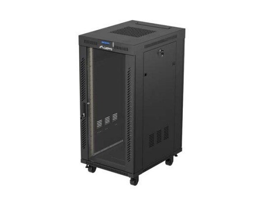 RACK DE INSTALAÇÃO 19" 24U 600X800 PORTA DE VIDRO PRETO LCD LANBERG (EMBALAGEM PLANA) V2
