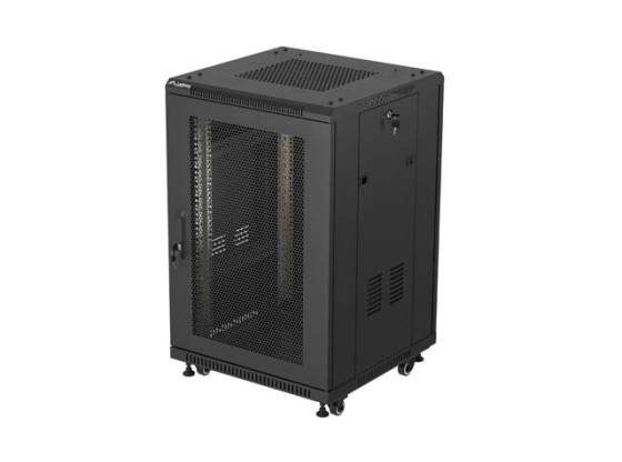 ARMÁRIO DE RACK DE 19", AUTÓNOMO, 18U/600X600 (EM CAIXA) COM PORTA EM MALHA, PRETO, LANBERG