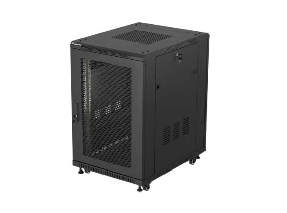 ARMÁRIO DE RACK DE 19", AUTÓNOMO, 18U/600X800 (EM CAIXA) COM PORTA EM MALHA, PRETO, LANBERG