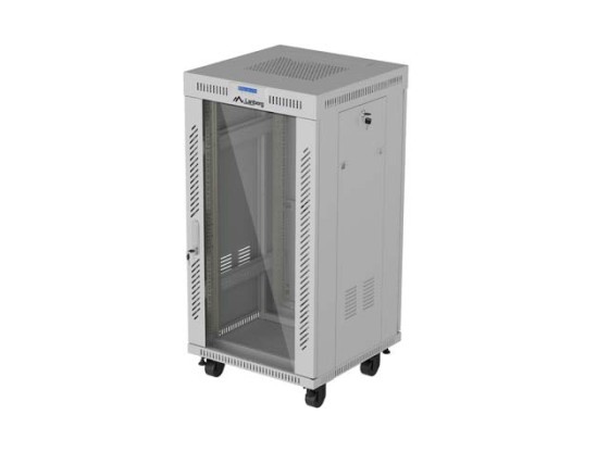 ARMÁRIO DE RACK DE 19", AUTÓNOMO, 22U/600X600 (EM CAIXA) COM PORTA DE VIDRO, LCD CINZENTO, LANBERG V2