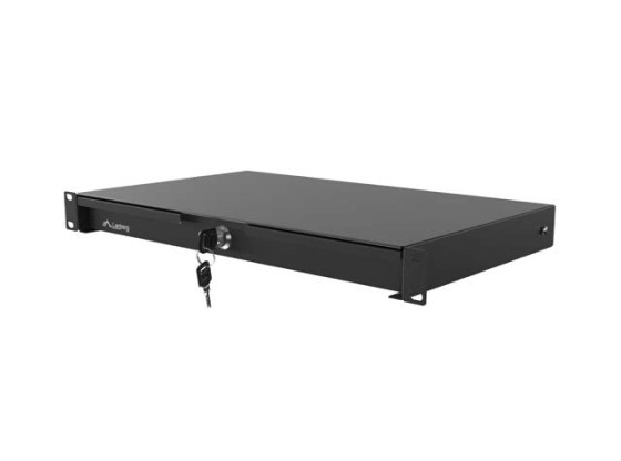 Gaveta de 19" 1U/483 x 270 mm, capacidade máxima de carga até 90 kg, montagem em 4 pontos, preta, LANBERG