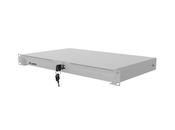 Gaveta de 19" 1U/483 x 270 mm, capacidade máxima de carga até 90 kg, montagem em 4 pontos, cinzenta, LANBERG