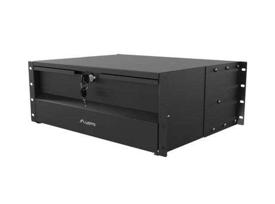 Gaveta de 19" 4U/483 x 360 mm, capacidade máxima de carga até 90 kg, montagem em 4 pontos, preta, LANBERG