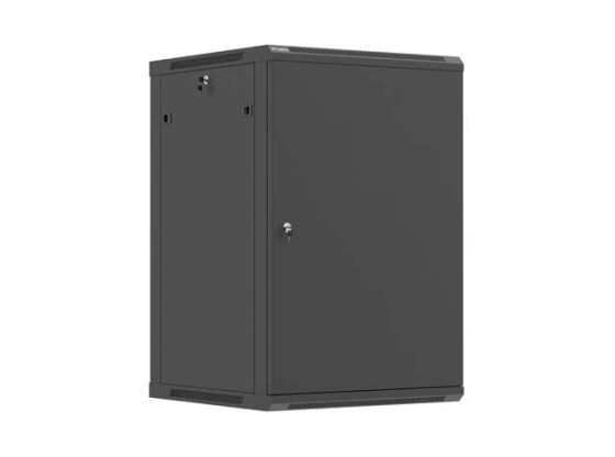 ARMÁRIO DE RACK DE 19", PARA MONTAGEM NA PAREDE, 18U/600X600 (EM CAIXA) COM PORTA DE METAL PRETA LANBERG