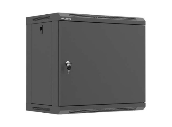 ARMÁRIO RACK DE 19", PARA MONTAGEM NA PAREDE, 9U/540X350 (EM CAIXA DESMONTADA) COM PORTA DE METAL PRETA LANBERG