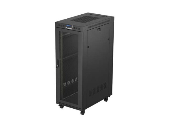 Armário de rack de chão de 19", 32U, 600x1000, preto, com porta LCD perfurada da LANBERG (dobrado)