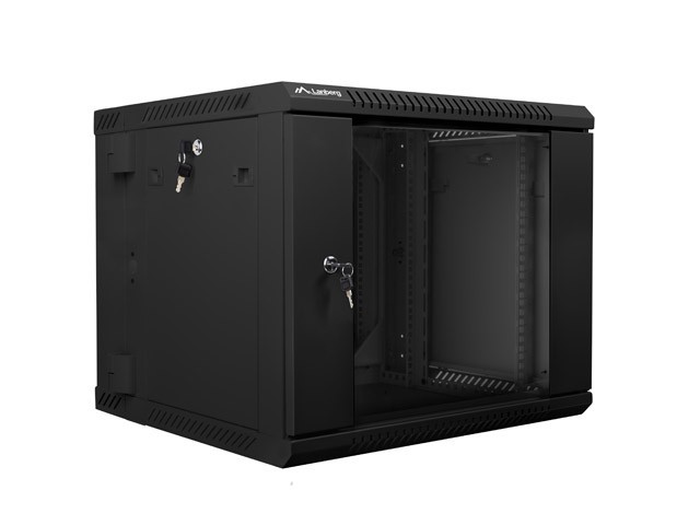 ARMÁRIO RACK DE 19" DE SECÇÃO DUPLA PARA MONTAGEM NA PAREDE 9U/600X600 (EMBALAGEM PLANA) LANBERG PRETO