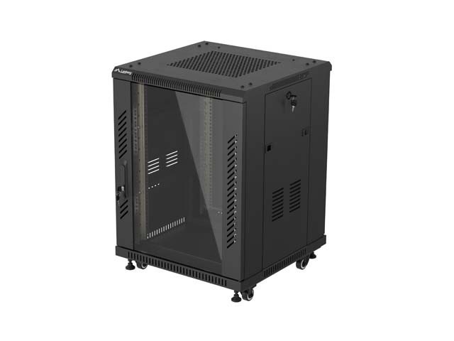 RACK DE INSTALAÇÃO 19" 15U 600X600 PORTA DE VIDRO PRETA LANBERG (EMBALAGEM PLANA)