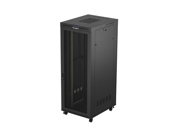 ARMÁRIO RACK DE 19" DE INSTALAÇÃO LIVRE 42U/800X1000 (EMBALAGEM PLANA) COM PORTA DE REDE LCD PRETO LANBERG V2