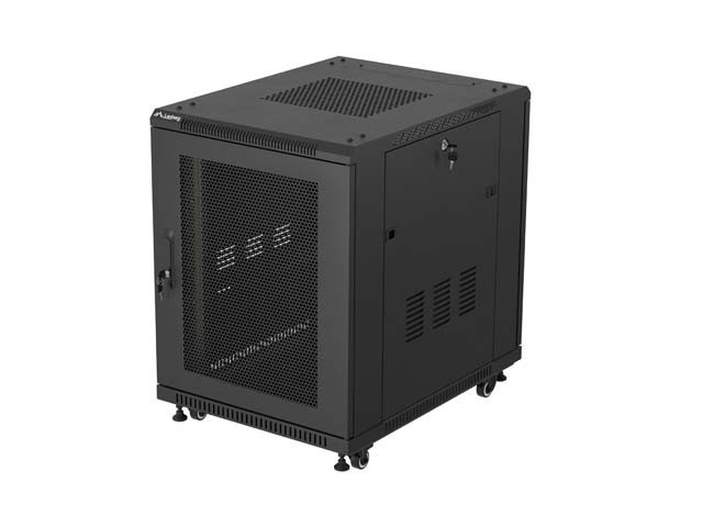 ARMÁRIO RACK DE 19" DE INSTALAÇÃO LIVRE 15U/600X800 (EMBALAGEM PLANA) COM PORTA DE REDE LANBERG PRETO