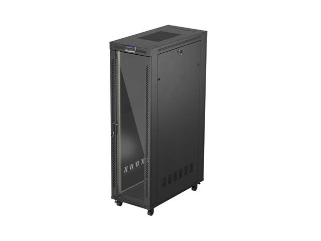 RACK DE INSTALAÇÃO 19" 42U 600X1200 PORTA DE VIDRO PRETO LCD LANBERG (EMBALAGEM PLANA) V2