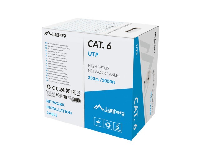 LAN UTP CAT.6 305M FIO CCA CINZENTO FLUKE PASSOU LANBERG