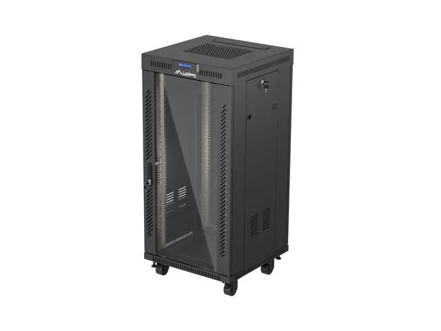 RACK DE INSTALAÇÃO 19" 24U 600X600 PORTA DE VIDRO PRETO LCD LANBERG (EMBALAGEM PLANA) V2